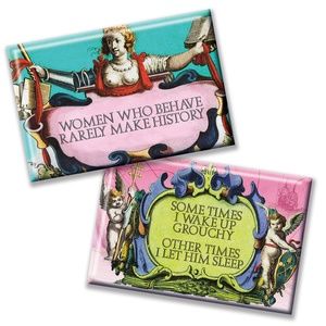 Pair of slogan magnets